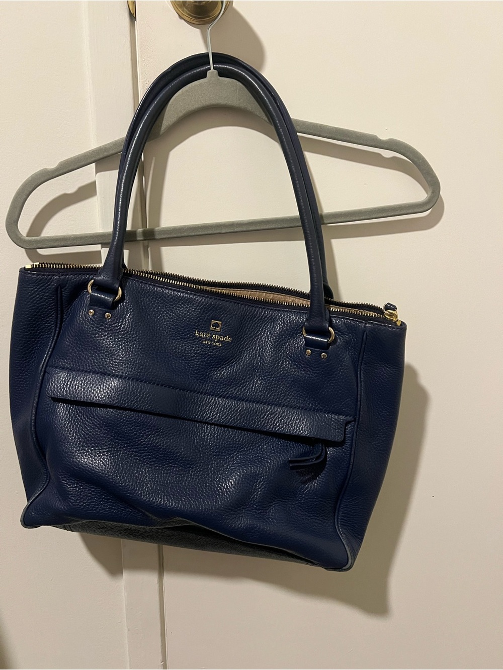 kate spade Navy Pebbled Leather Shoulder Tote